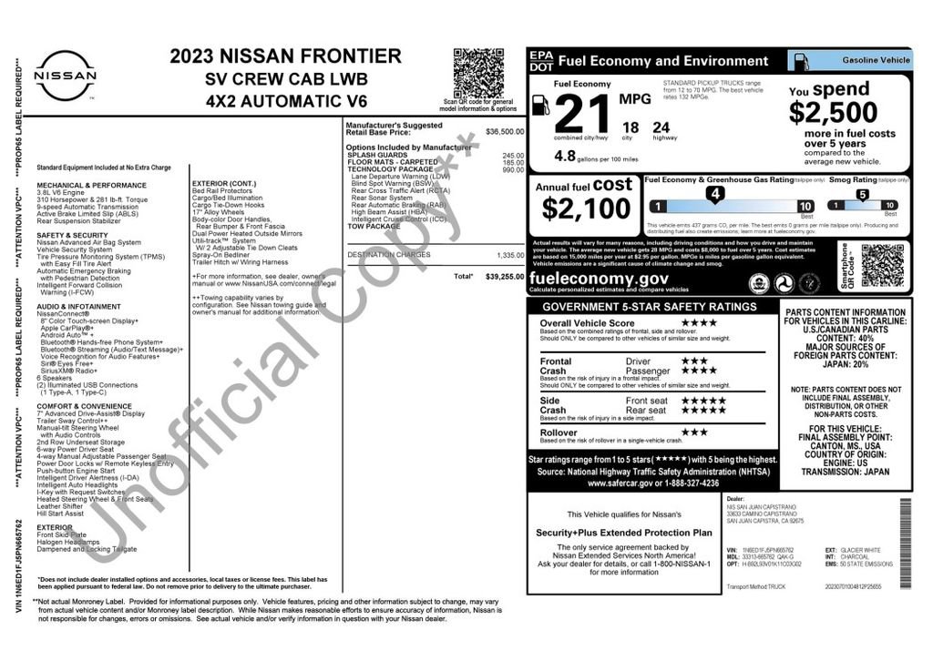 Used 2023 Nissan Frontier SV w/ Technology Package RWD image 3