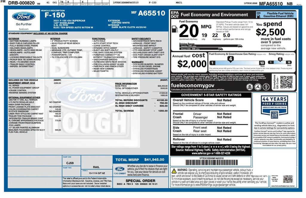 Used 2021 Ford F150 XL w/ Equipment Group 101A High AWD/4WD image 6