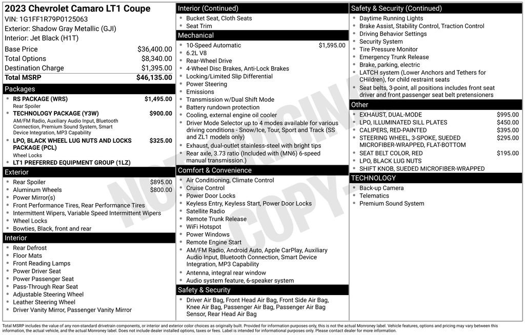 Used 2023 Chevrolet Camaro LT w/ RS Package RWD image 10