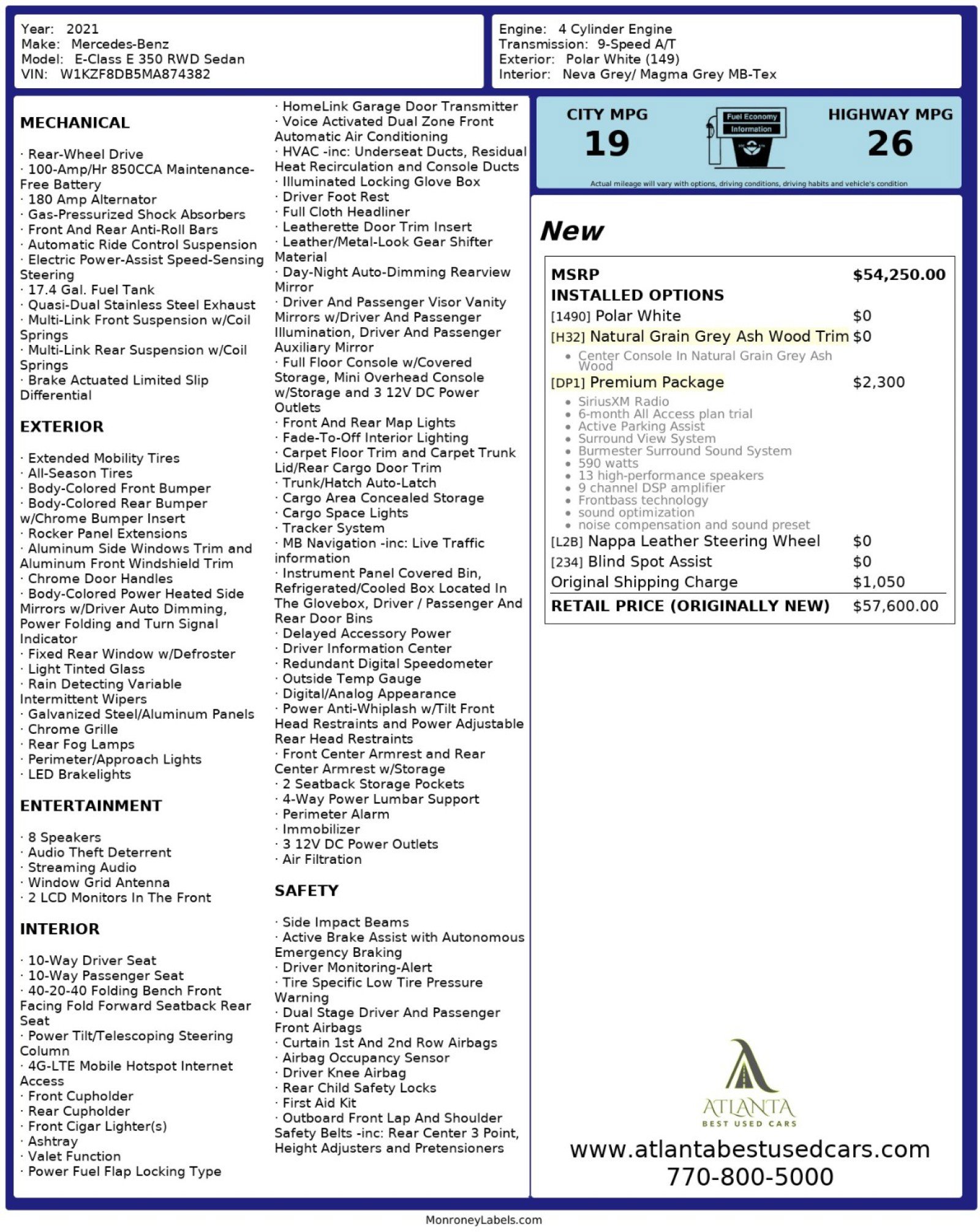 Used 2021 Mercedes-Benz E 350 Sedan w/ Premium Package image 61