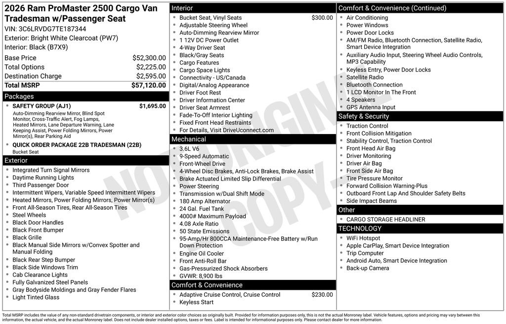 New 2026 RAM ProMaster 2500 w/ Safety Group FWD image 4