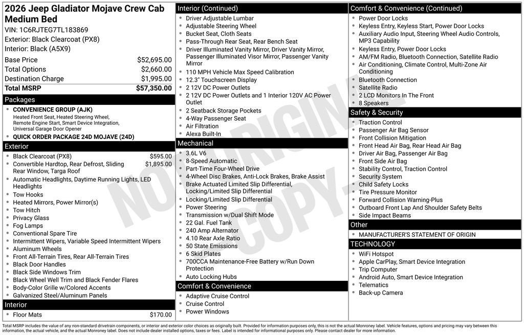 New 2026 Jeep Gladiator Mojave AWD/4WD image 29