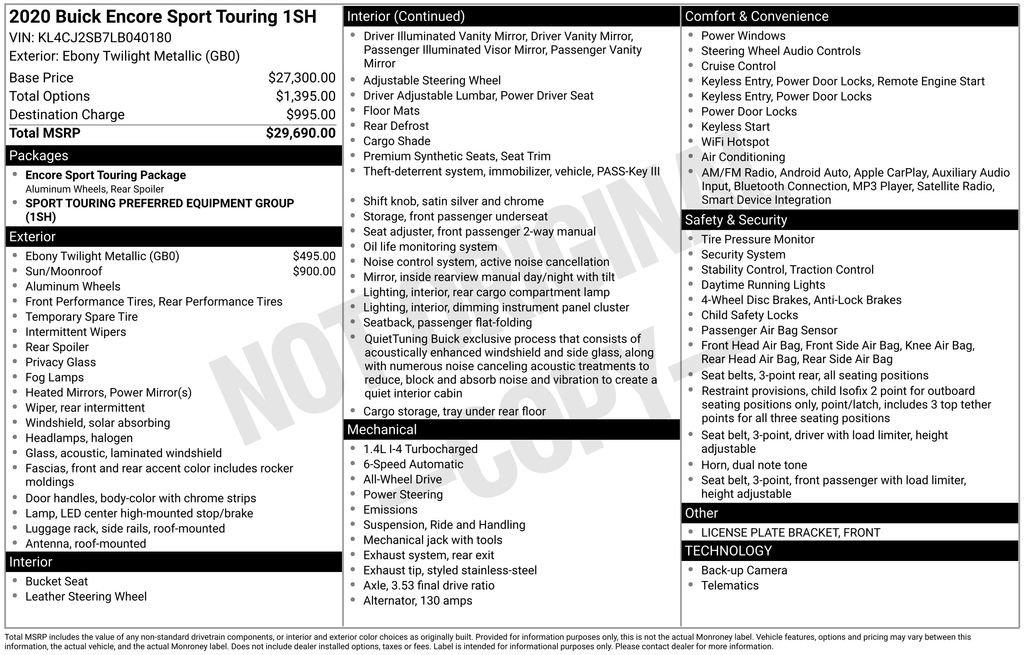 Used 2020 Buick Encore Sport Touring image 36