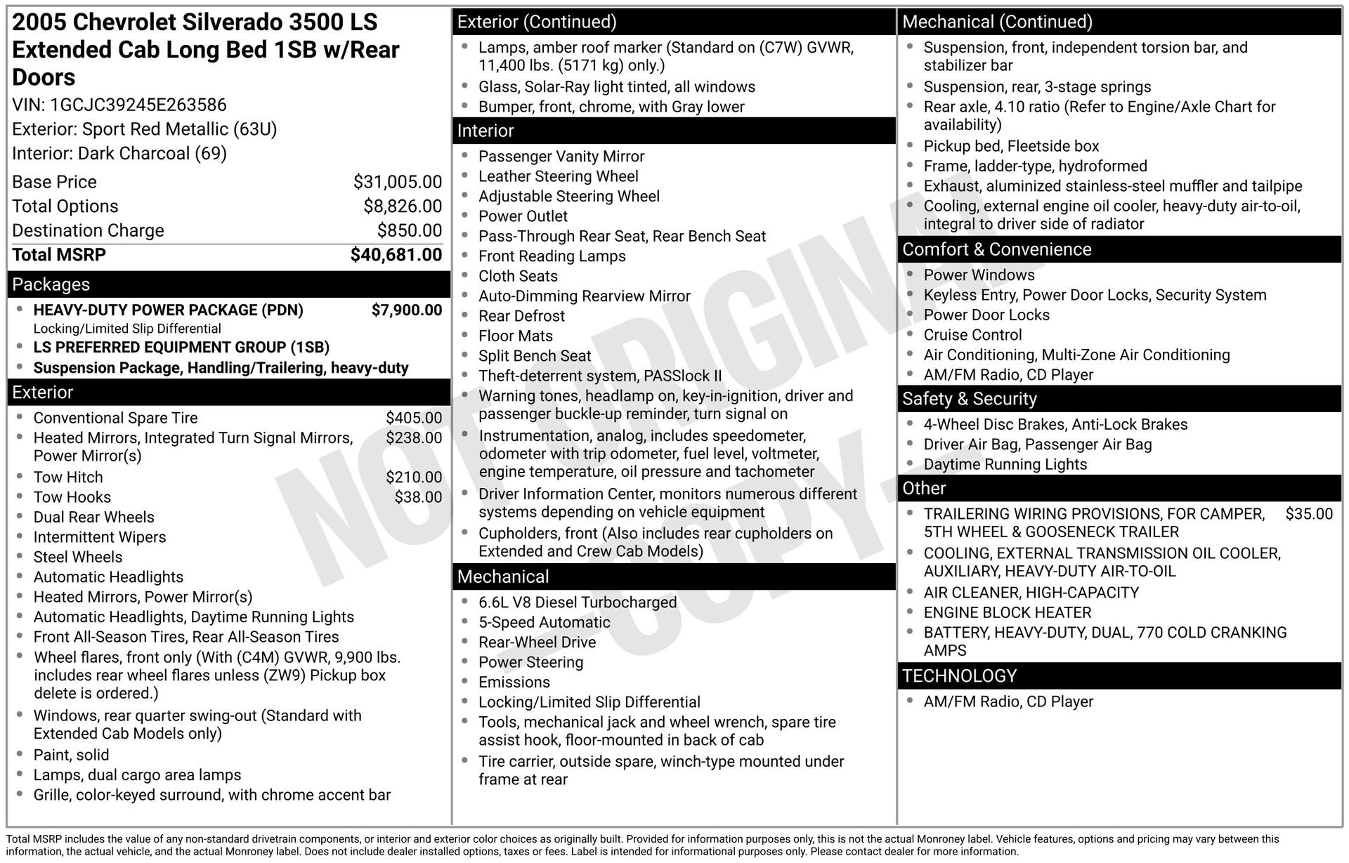 Used 2005 Chevrolet Silverado 3500 LS w/ Heavy-Duty Power Package RWD image 4