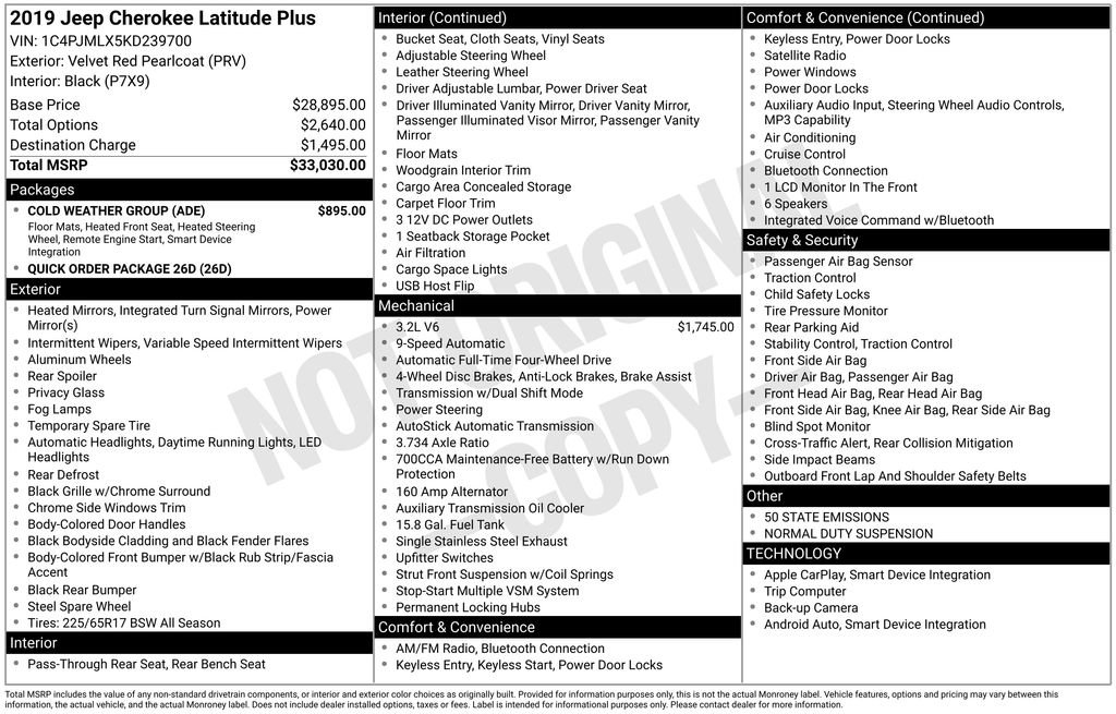 Used 2019 Jeep Cherokee Latitude Plus w/ Cold Weather Group AWD/4WD image 7