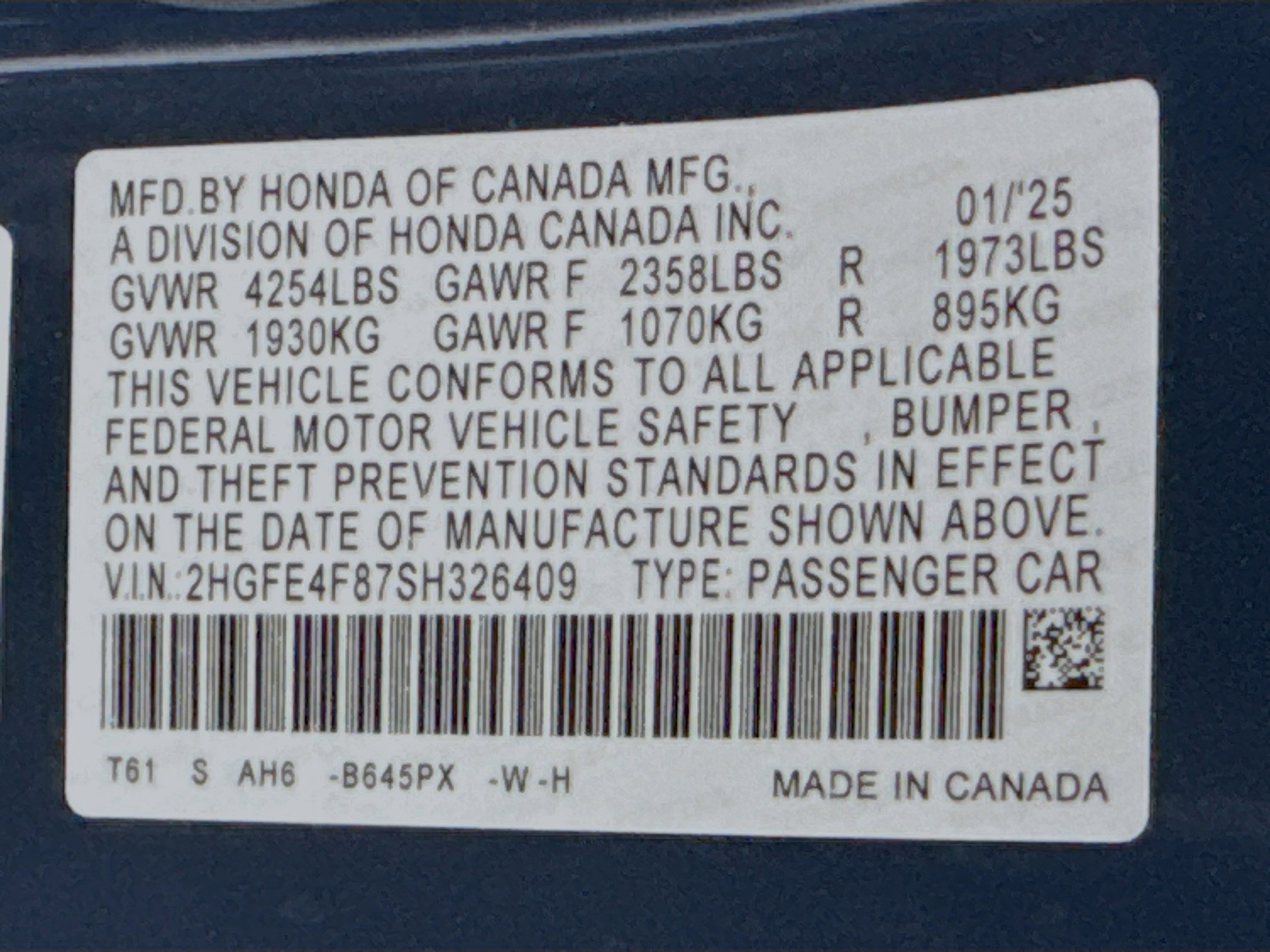 Certified 2025 Honda Civic Sport image 31