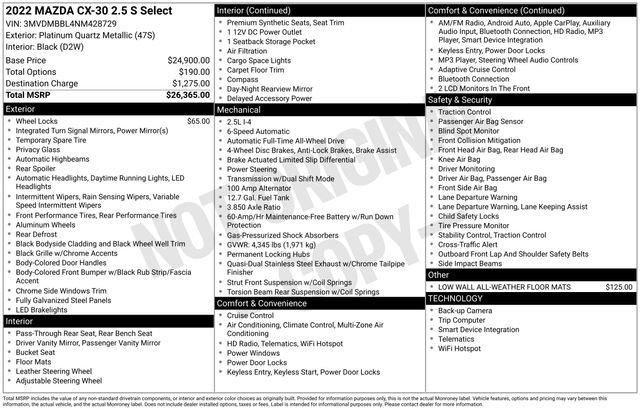 Used 2022 MAZDA CX-30 AWD 2.5 S w/ Select Package image 5