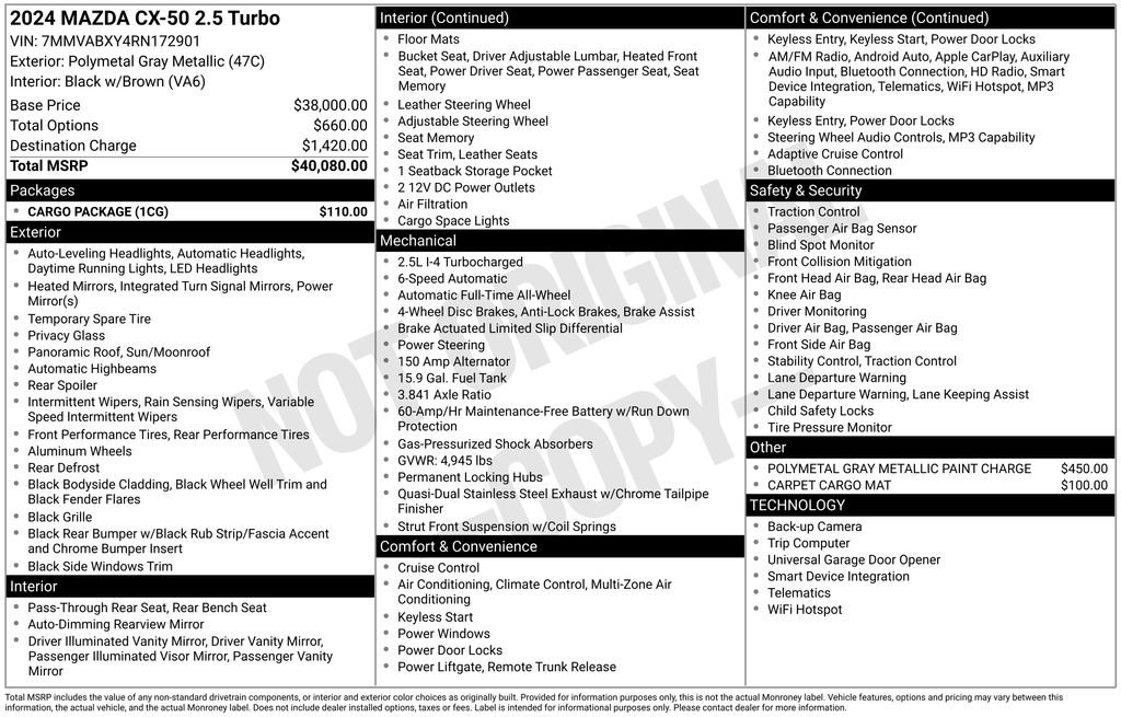 Used 2024 MAZDA CX-50 AWD 2.5 Turbo w/ Cargo Package image 26