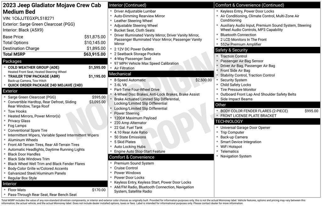 Used 2023 Jeep Gladiator Mojave w/ Cold Weather Group AWD/4WD image 40