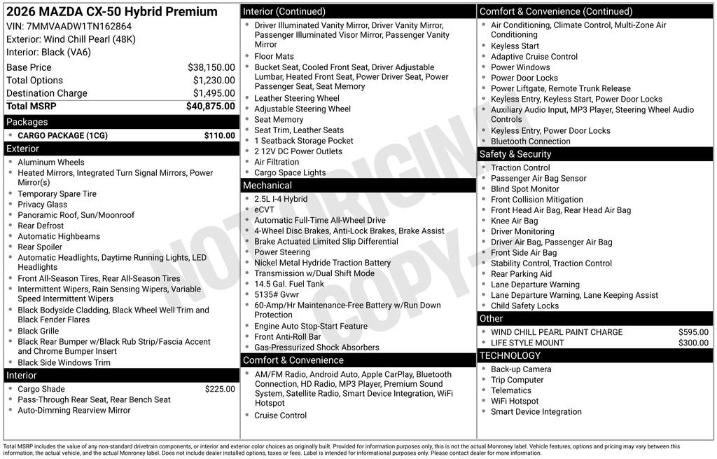 New 2026 MAZDA CX-50 AWD 2.5 Hybrid w/ Cargo Package image 3