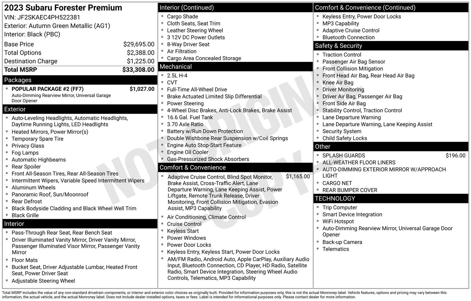 Certified 2023 Subaru Forester Premium w/ Popular Package #2 AWD/4WD image 35