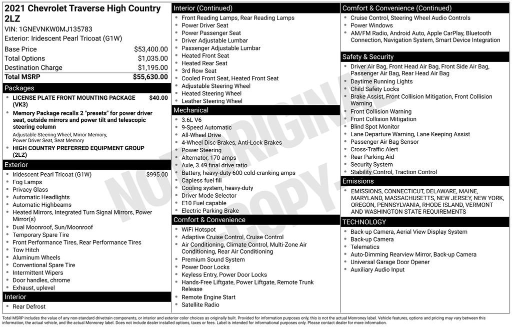 Used 2021 Chevrolet Traverse High Country image 6