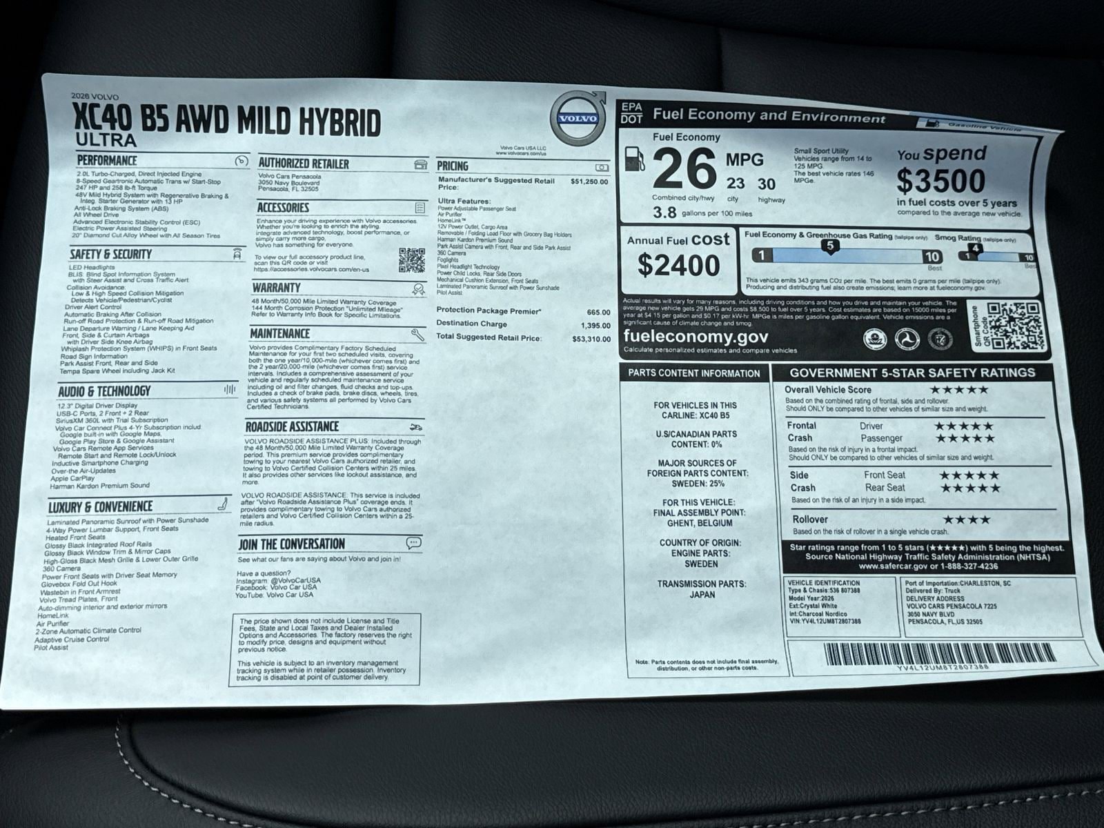 New 2026 Volvo XC40 B5 Ultra w/ Protection Package Premier AWD/4WD image 29