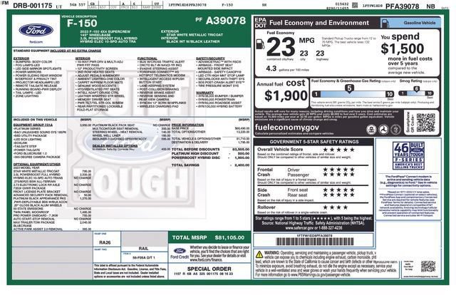 Used 2023 Ford F150 Platinum w/ Equipment Group 701A High AWD/4WD image 7