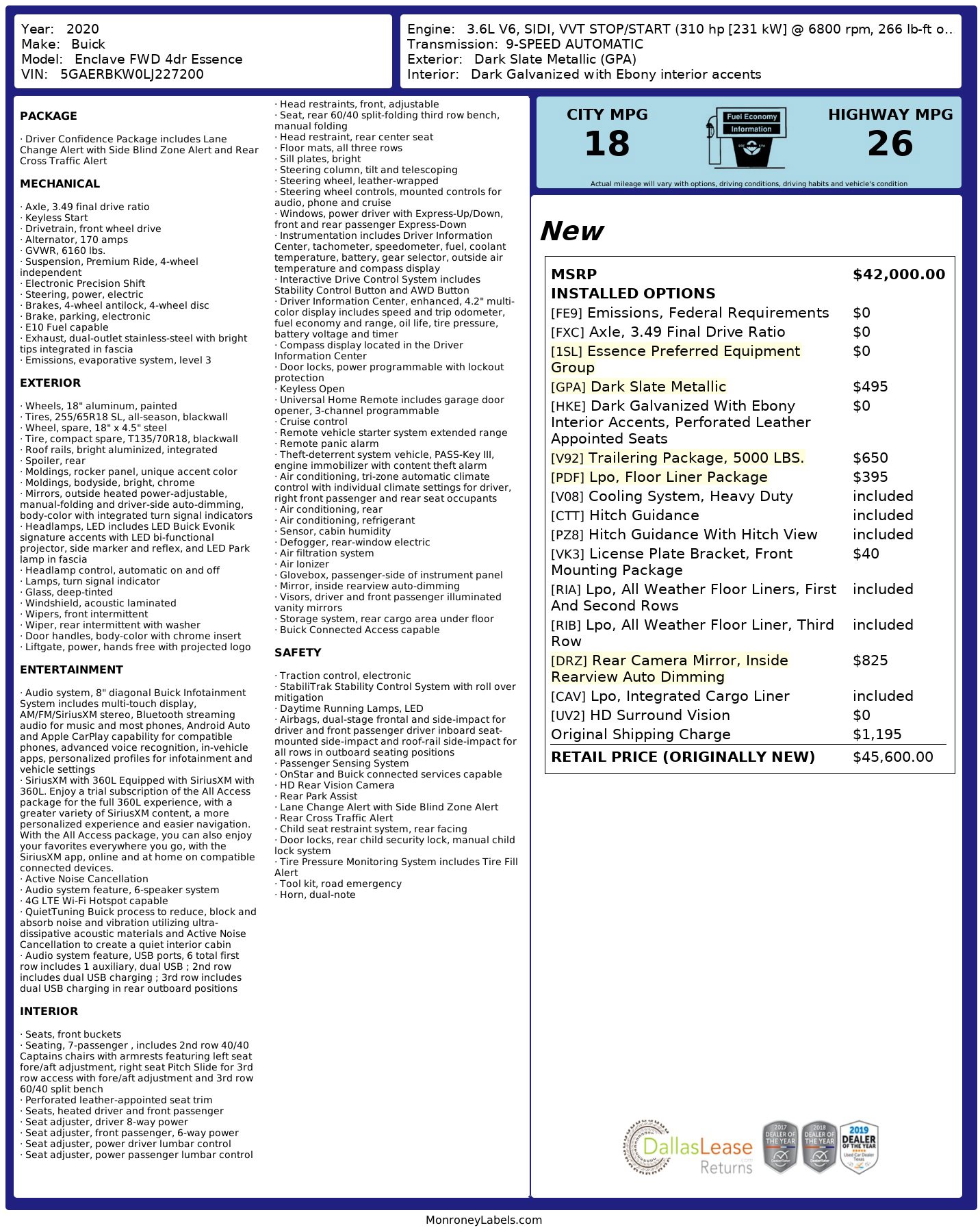 Used 2020 Buick Enclave Essence w/ Trailering Package, 5000 lbs. image 3