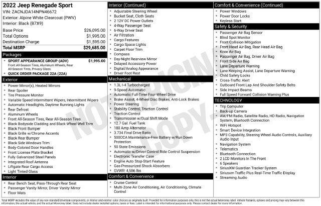 Used 2022 Jeep Renegade Sport w/ Sport Appearance Group AWD/4WD image 33