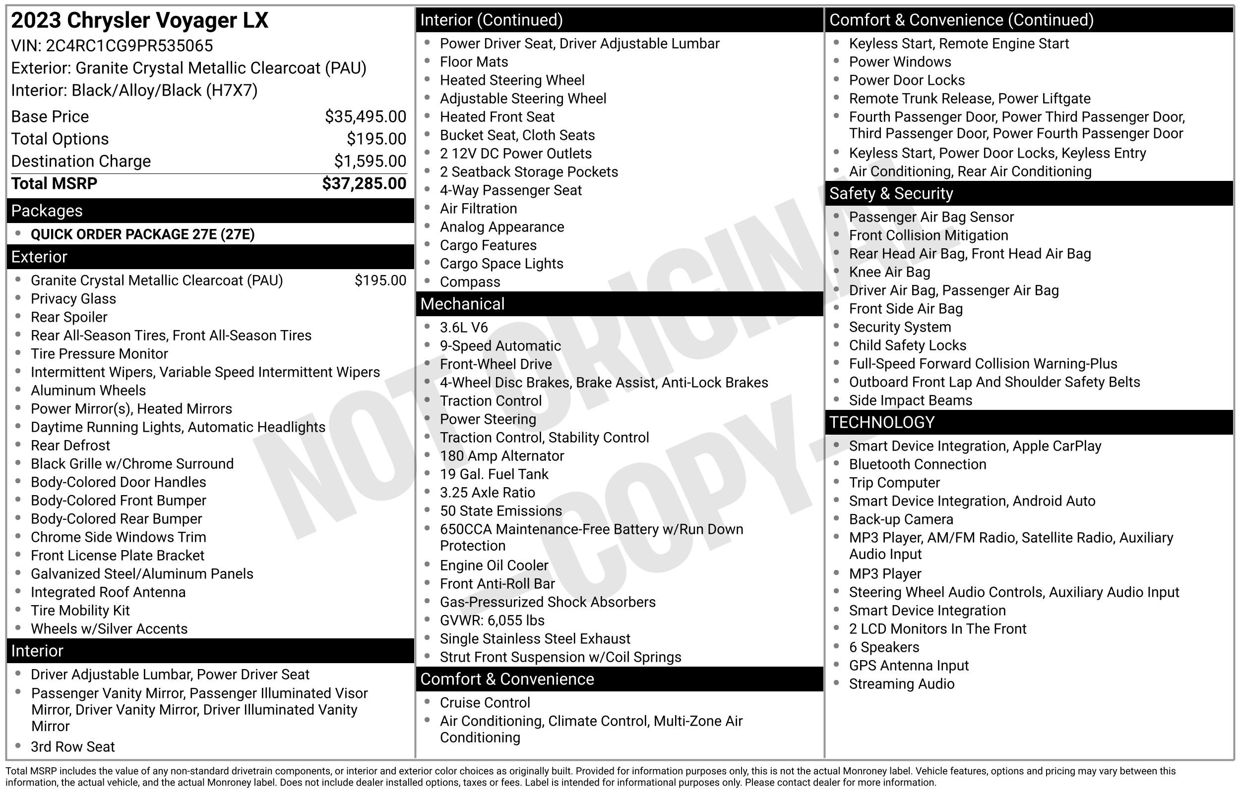 Used 2023 Chrysler Voyager LX FWD image 4