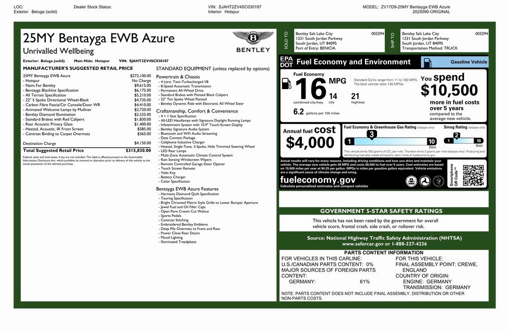 New 2025 Bentley Bentayga Extended Wheelbase image 2