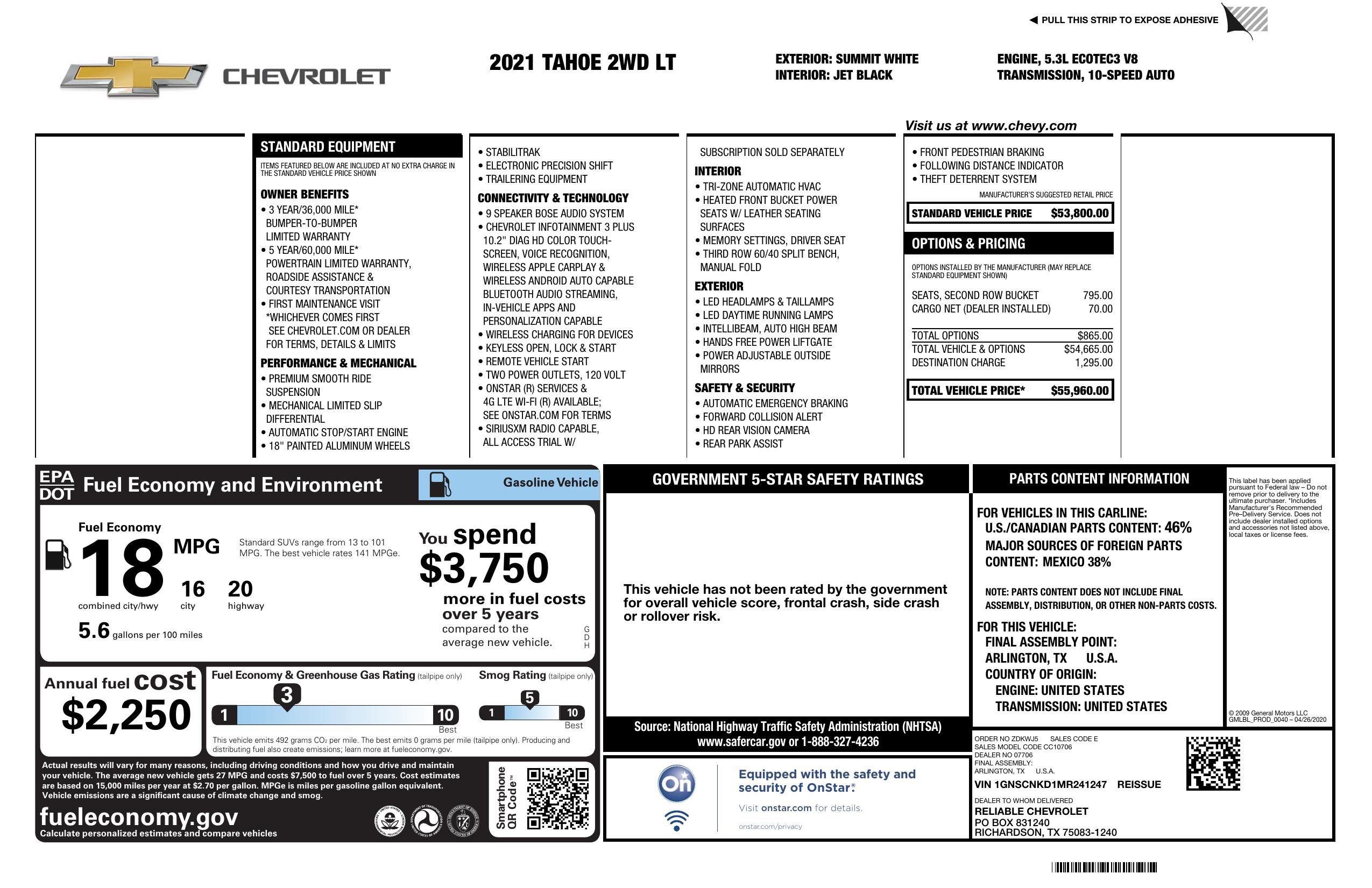 Used 2021 Chevrolet Tahoe LT RWD image 3