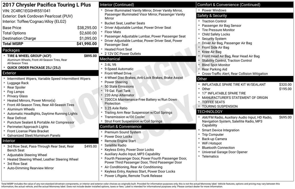 Used 2017 Chrysler Pacifica Touring-L Plus w/ Tire & Wheel Group image 40