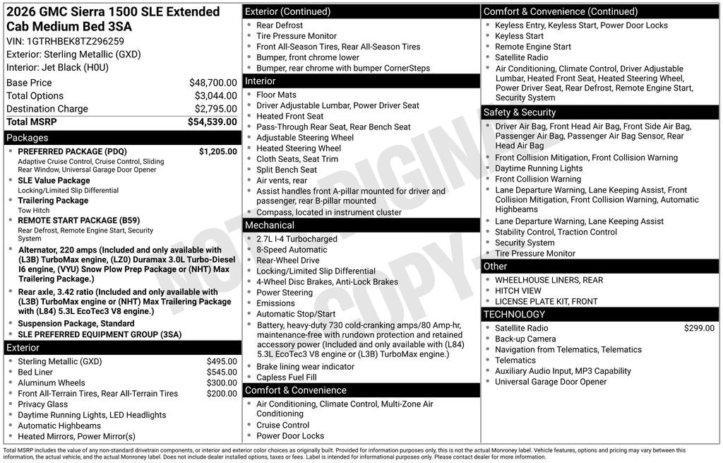 New 2026 GMC Sierra 1500 SLE w/ Preferred Package RWD image 46