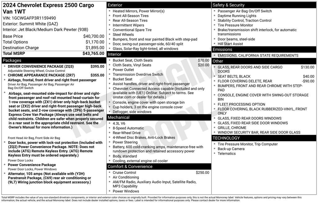 Used 2024 Chevrolet Express 2500 w/ Driver Convenience Package image 2