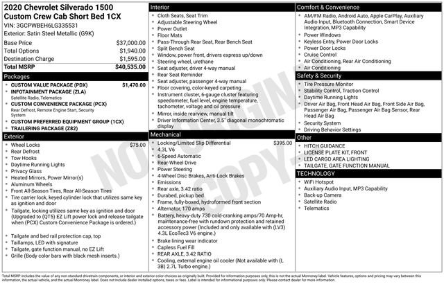 Used 2020 Chevrolet Silverado 1500 Custom w/ Custom Value Package image 36