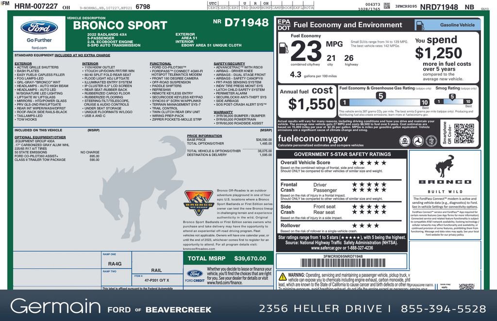 Used 2022 Ford Bronco Sport Badlands image 28