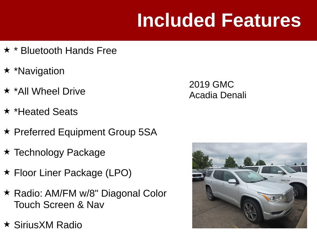 Used 2019 GMC Acadia Denali w/ Technology Package AWD/4WD image 3