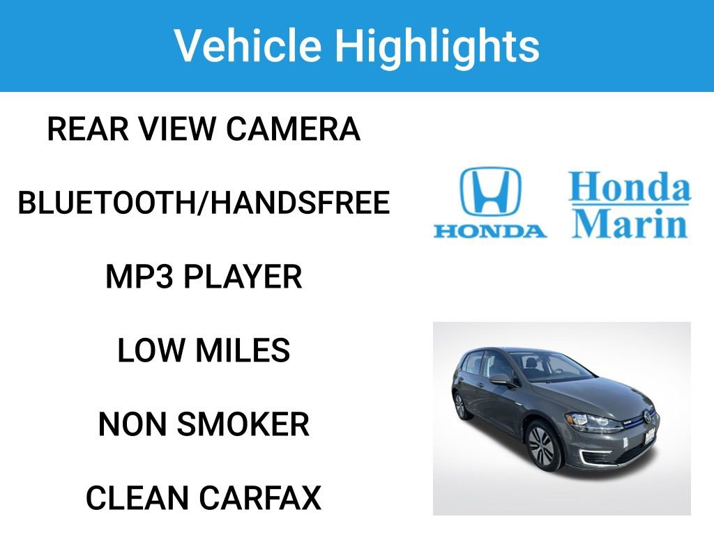 Used 2019 Volkswagen e-Golf SE w/ Driver Assistance Package FWD image 2