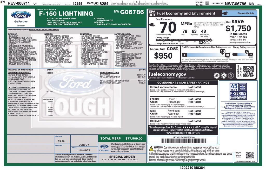 Used 2022 Ford F150 Lightning XLT w/ Equipment Group 312A High