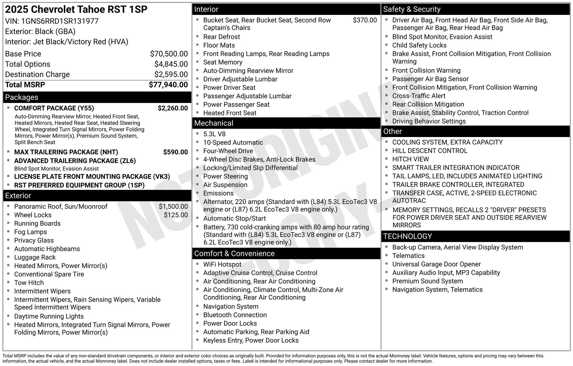 Used 2025 Chevrolet Tahoe RST w/ Comfort Package AWD/4WD image 4