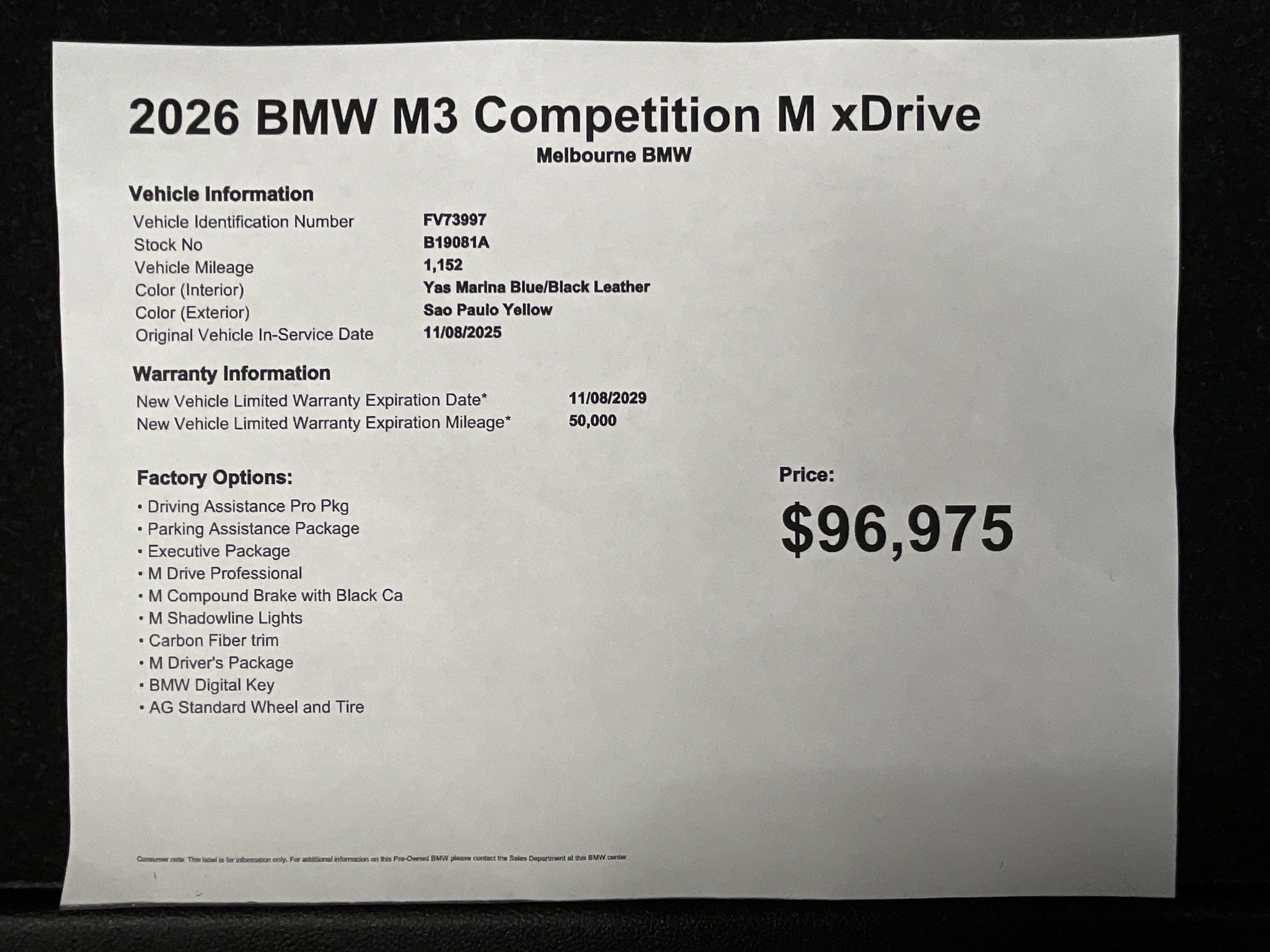 Used 2026 BMW M3 Competition w/ M Driver's Package AWD/4WD image 36