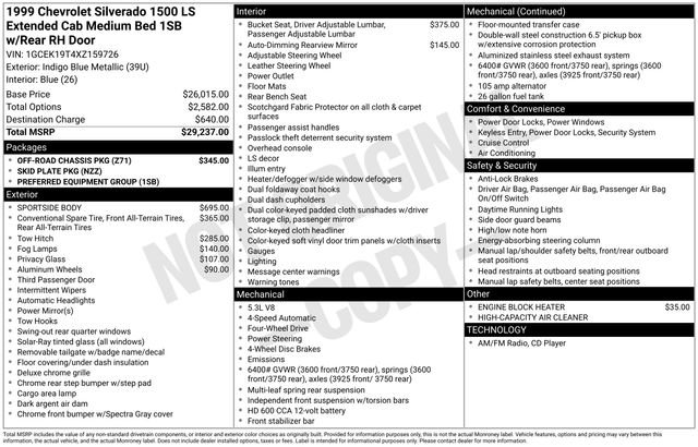 Used 1999 Chevrolet Silverado 1500 LS w/ Off-Road Chassis Pkg image 9