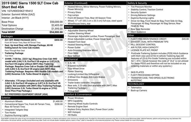 Used 2019 GMC Sierra 1500 SLT w/ X31 Off-Road Package AWD/4WD image 3