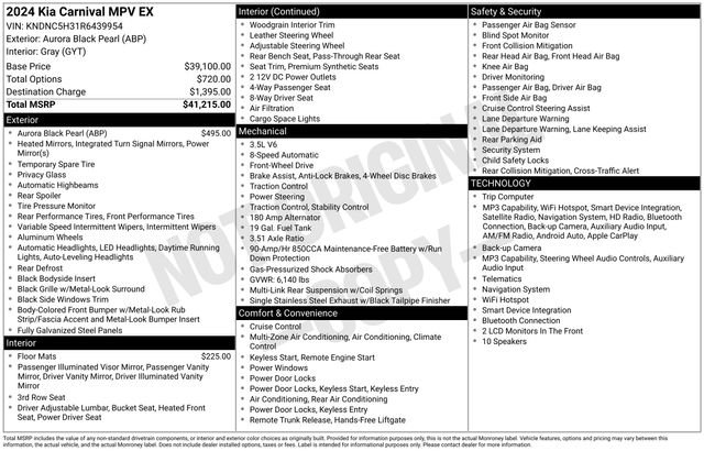 Used 2024 Kia Carnival EX FWD image 32