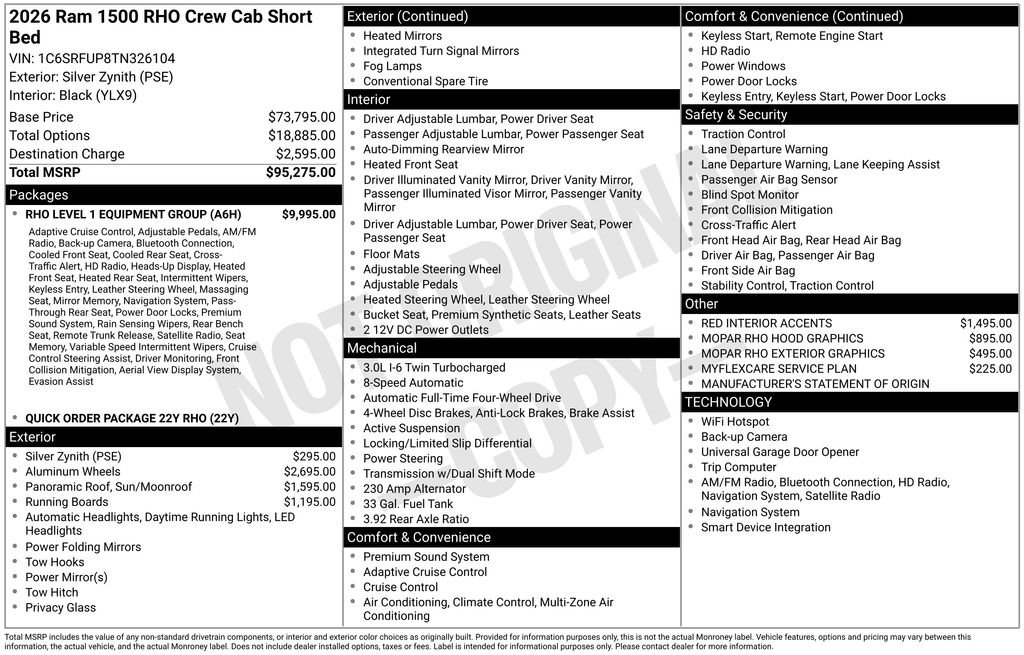 New 2026 RAM 1500 RHO w/ RHO Level 1 Equipment Group AWD/4WD image 9
