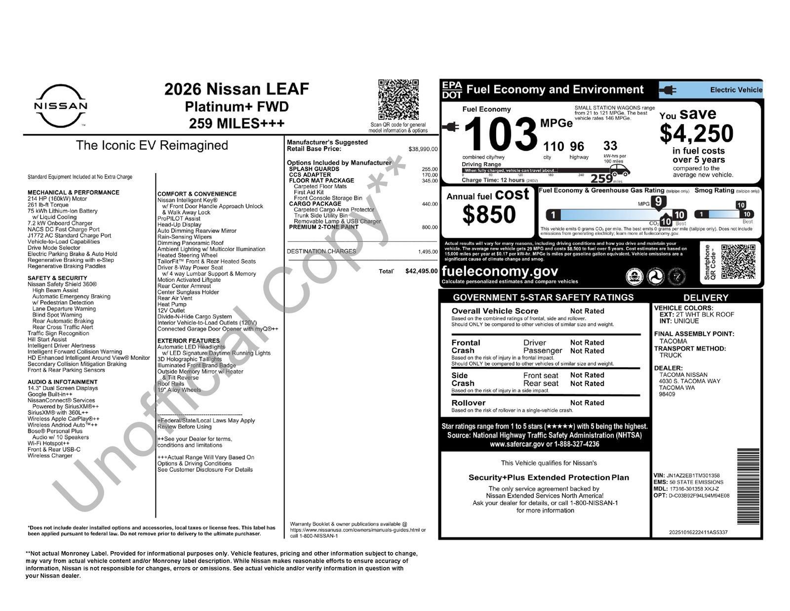 New 2026 Nissan Leaf Platinum+ w/ Cargo Package (Platinum+) image 30