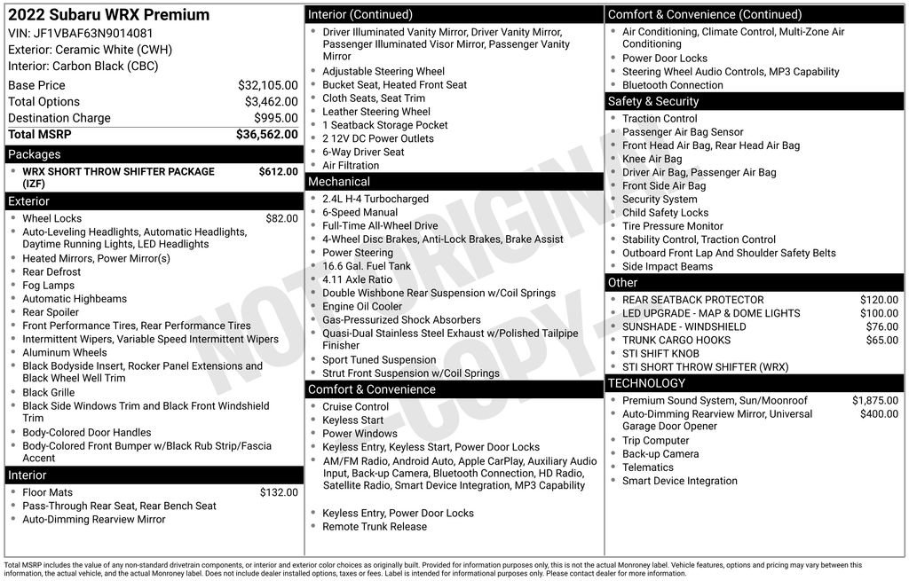 Used 2022 Subaru WRX Premium image 11