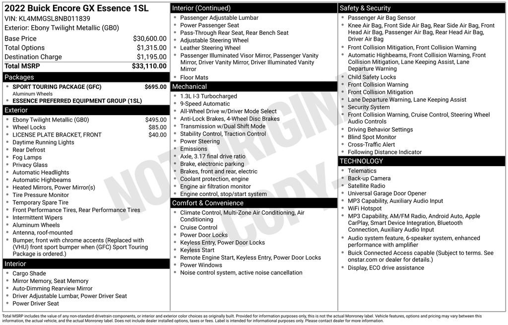 Used 2022 Buick Encore GX Essence w/ Sport Touring Package AWD/4WD image 5