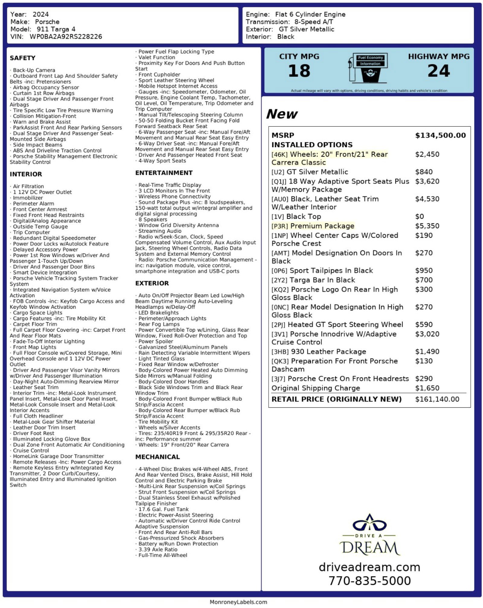 Used 2024 Porsche 911 Targa 4 w/ Premium Package image 59