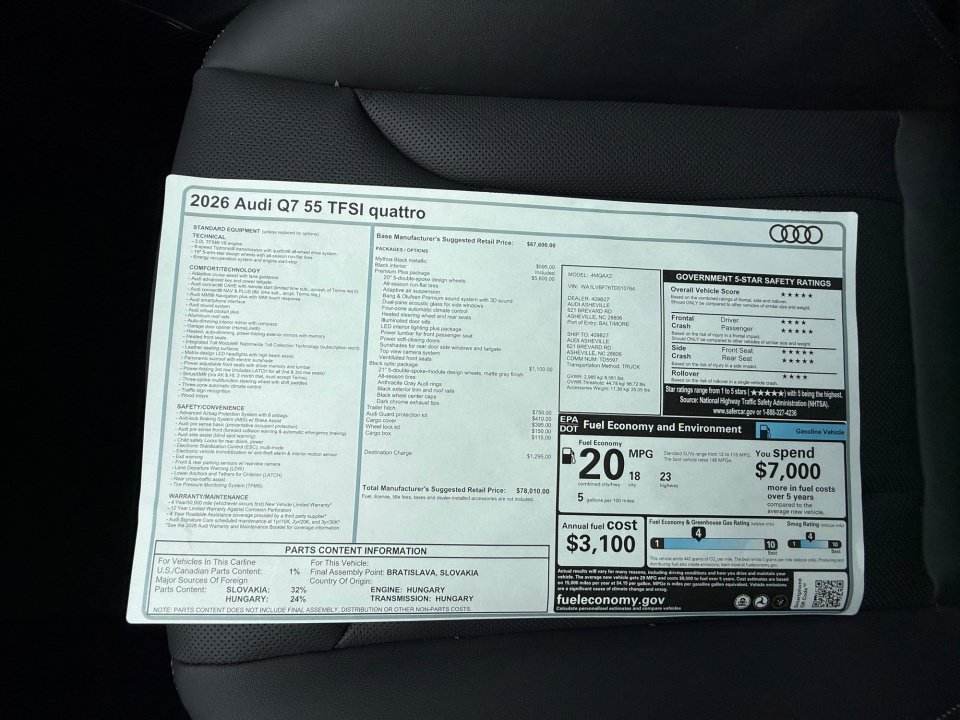 New 2026 Audi Q7 3.0T Premium Plus AWD/4WD image 33