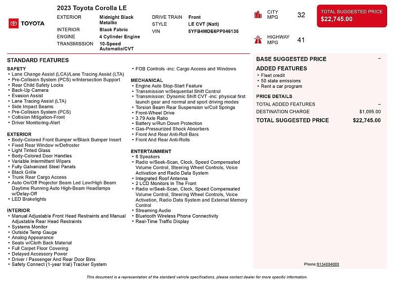Used 2023 Toyota Corolla LE FWD image 2