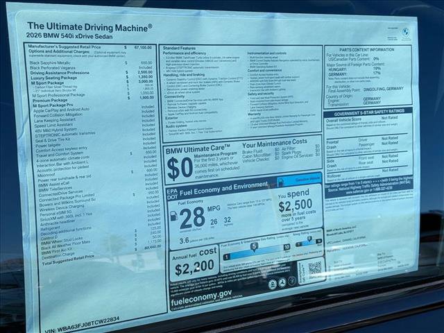 New 2026 BMW 540i xDrive w/ M Sport Package image 18