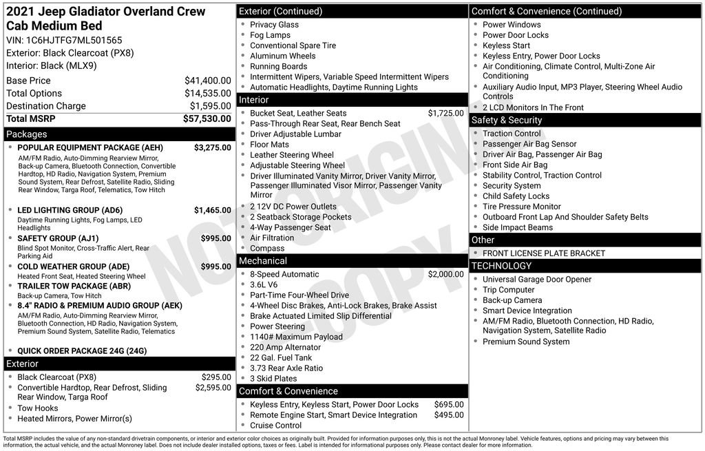 Used 2021 Jeep Gladiator Overland w/ Popular Equipment Package image 15