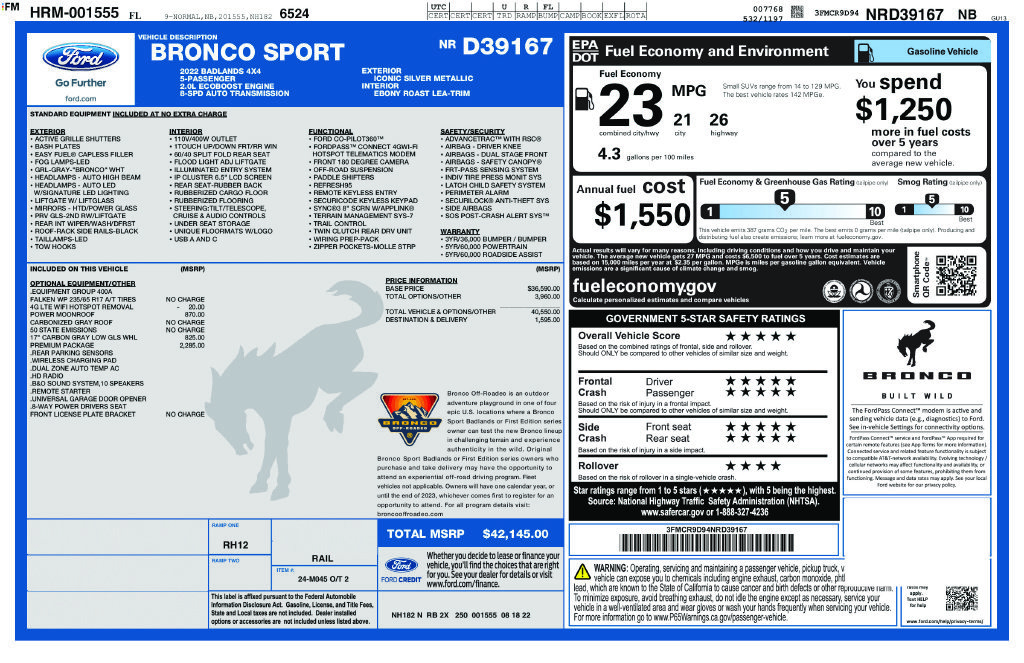 Certified 2022 Ford Bronco Sport Badlands w/ Premium Package AWD/4WD image 8