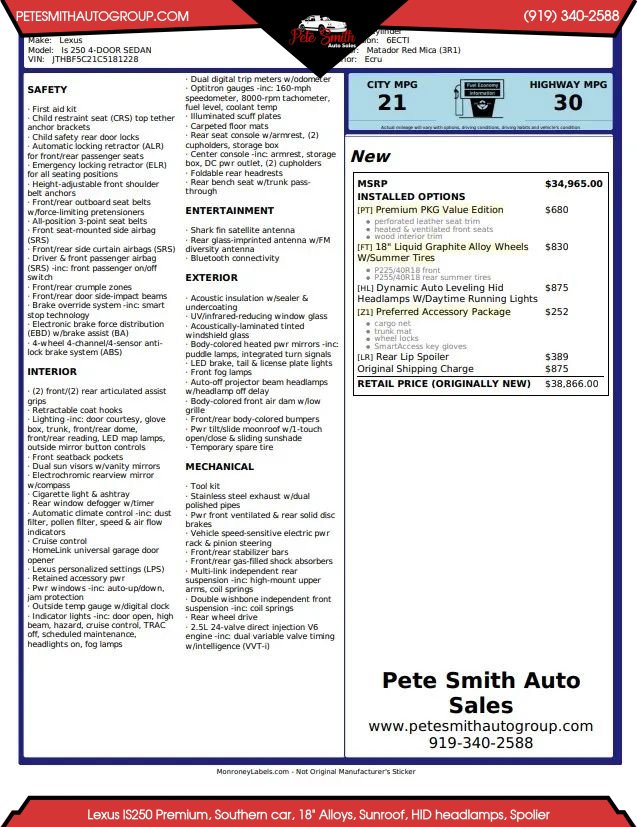 Used 2012 Lexus IS 250 IS 250 Sedan 4D w/ Premium Pkg Value Edition image 41