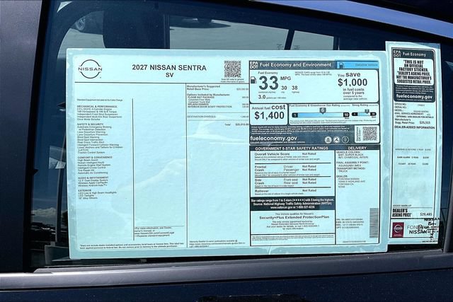New 2027 Nissan Sentra SV w/ Floor Mat Package FWD image 12