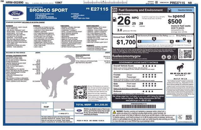 Certified 2023 Ford Bronco Sport Outer Banks w/ Tech Package AWD/4WD image 36