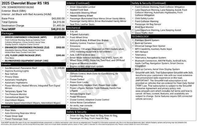Certified 2025 Chevrolet Blazer RS w/ Driver Confidence II Package FWD image 37